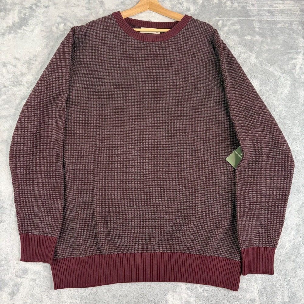 Mutual Weave Sweater Mens 3XL Plum NEW Waffle Knit Crewneck Big & Tall NEW